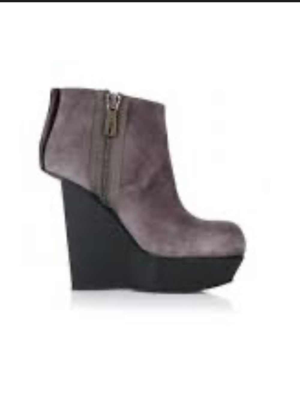 Acne Gray Suede Wedge Ankle Boot
